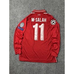 Mens Soccer Liverpool New Balance Salah #11 Red Long Sleeve Jersey, Size S